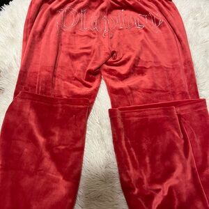 PLAYBOY Red Velour Hoodie with Logo Tag